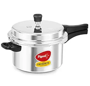 Pigeon by Stovekraft Favourite Non-induction bas Aluminium Pressure Cooker, 5 Litres, Silver