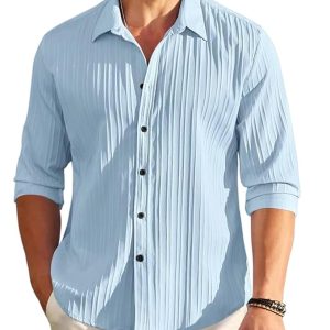 ROYALSCOUT Men’s Cotton Blend Full Sleeve Short Kurta Featuring Mandarin Collar Perfect for Ethnic Styling, Work Gatherings, or Festive Events